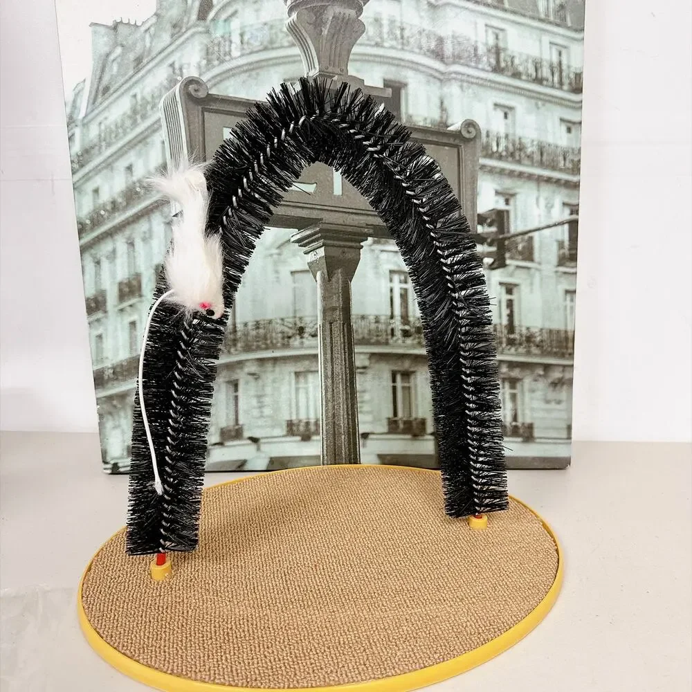 Cat Arch Self‑Groomer Scratcher Toy, Hanging Mouse Teaser Pet Scratching Pad